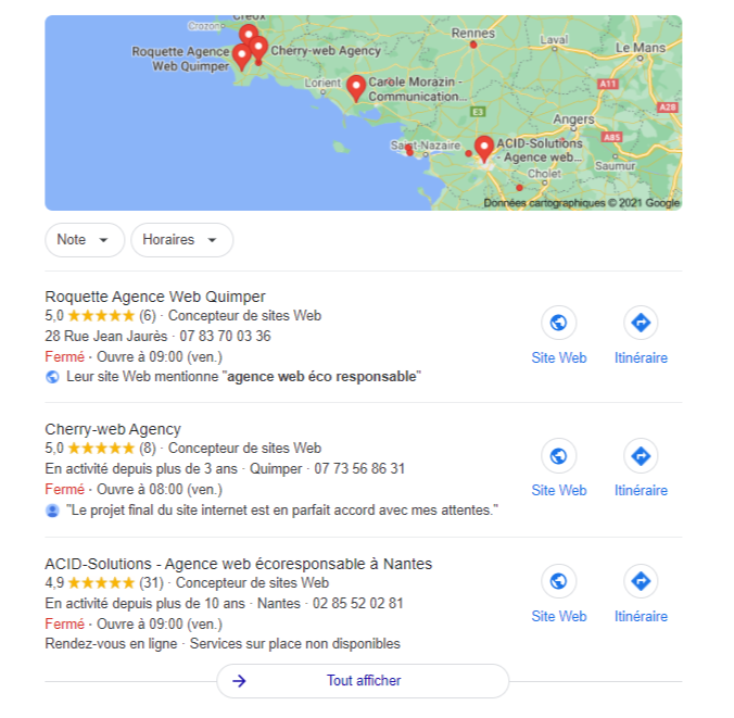 Google local pack recherche géolocalisée